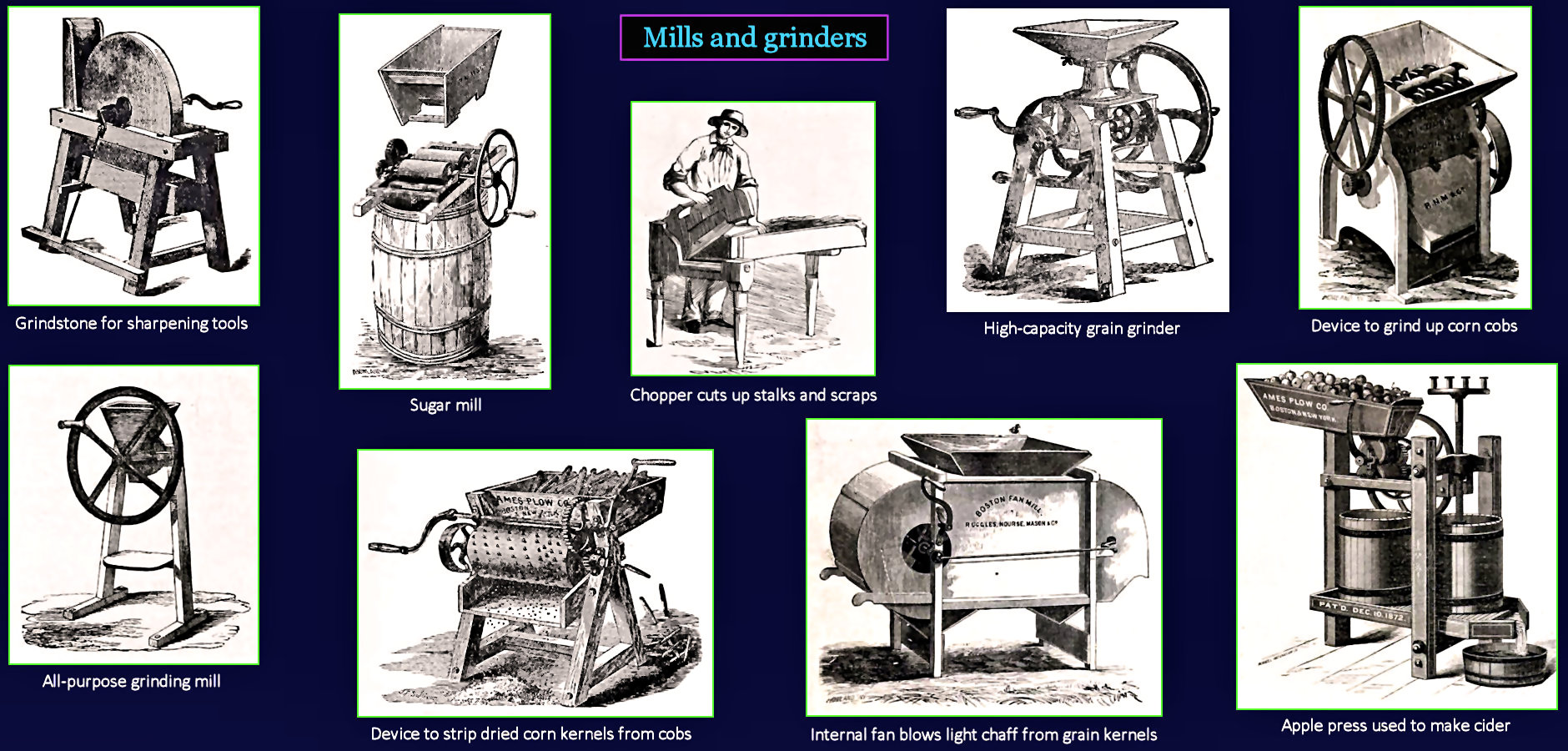 Wooden farm devices, 1860s
